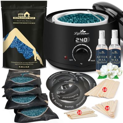 Lifestance L2 Digital Wax Warmer Hair Removal Kit + 2.5LB Chamomile Wax Beads