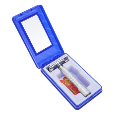 Beavorty 1set Stainless Steel Double Edge Safety Razor Long Handle Butterfly Open Design for Smooth Shaving for Men Beard and Facial Hair Care