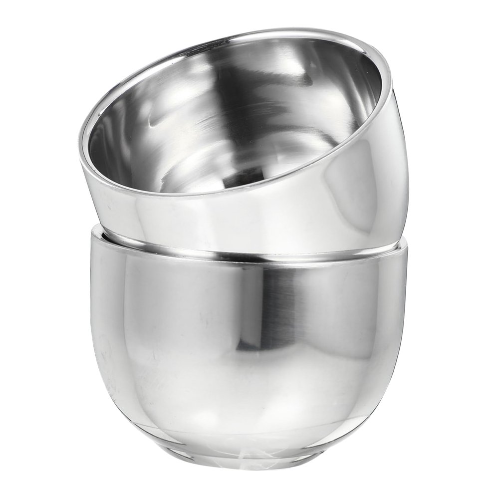 Didiseaon 2pcs Men's Shaving Cream Soap Bowl Bubbling Bowl Stainless Steel Shaving Vessel Simple for Travel