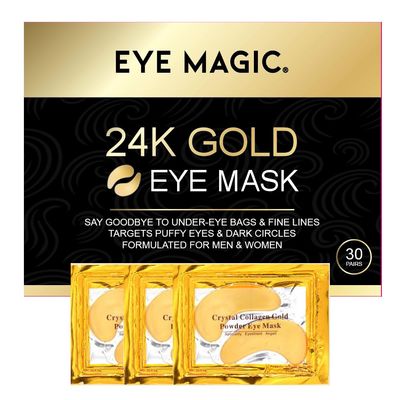 24K Gold Eye Mask Collagen Under Eye Patches for Puffiness, Dark Circles & Wrinkles Hydrating Anti-Aging Eye Gels (30 pairs)