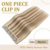 Hair Extensions Hair Clip In Hair Extensions Real Human Hair One Piece Hair Extensions One Piece Clip in Hair Extensions for women Straight Hair with 5 Clips (Highlight Color #8/613) Hair Extensions C view 2