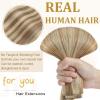 Hair Extensions Hair Clip In Hair Extensions Real Human Hair One Piece Hair Extensions One Piece Clip in Hair Extensions for women Straight Hair with 5 Clips (Highlight Color #8/613) Hair Extensions C view 4