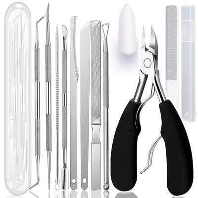 Geounzay 11 Piece Set Ingrown Toenail Pedicure Tool Kit, Stainless Steel Nail Care Treatment for Nail Correction, Polish Pain Relief