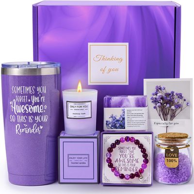 CITTA Gifts for Women Mom Wife Her, Unique Birthday Mother's Day Thank You Gift for Women, Best Friend, Lavender Spa Bath Gift Basket Set for Her, Self Care Get Well Retirement Appreciation Gifts