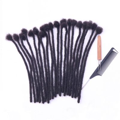 100% Real Human Hair Dreadlock Extensions, ADIASAI 0.8cm Thickness 8 Inch 60 Strands Can Be Dyed and Bleached Full Hand-made Loc Extensions for Men Women Kids 100% Unprocessed Natural Black