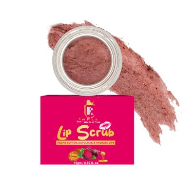 QURA Lip Scrub Balm for Men and Women. Removes Dark Lips, Dry Lips, Chapped Lips, and Lipstick Stains. with Beetroot, Vitamin C, Honey&Walnut/Chemical Free - 15 g