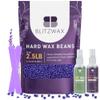 BLITZWAX 2.5lbs Hard Wax Beads for Hair Removal Lavender Waxing Beans for Sensitive Skin, Face, Eyebrows, Brazilian, Legs and Bikini - with 2 Silicone Sticks and 2 Wax Oils for Home and Salon Use view 1
