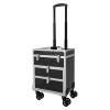 3 in 1 Rolling Makeup Train Case with 360 Swivel Wheels, Professional Makeup Train Case, Folding Travel Organizer,Aluminum makeup Case Rolling Makeup Case Extra Large Trolley Makeup Travel Organizer view 1