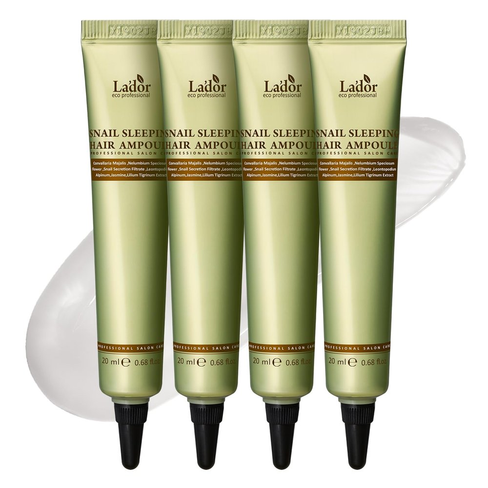 LADOR Snail Sleeping Hair Ampoule Serum - Intensive Overnight Leave-In Mask - Treatment for Frizzy Dry Damaged Thinning Hair Korean Haircare