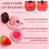 3 PCS Bee Lip Balm Honey Pot, Exfoliating Honey Strawberry Watermelon Lip Mask Overnight with Built-In Brush, Hydrating Prevention Dry and Crack Lip Scrubs Exfoliator Lip Wrinkle Care view 3