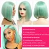 13x4 Bob Lace Front Wigs Human Hair 10 Inch Transparent HD Lace Front Bob Wig Real Human Hair Mint Green Deep Parting Lace Frontal Bob Wigs Pre Plucked with Baby Hair 180% Density Colored Short Bob view 2