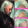 13x4 Bob Lace Front Wigs Human Hair 10 Inch Transparent HD Lace Front Bob Wig Real Human Hair Mint Green Deep Parting Lace Frontal Bob Wigs Pre Plucked with Baby Hair 180% Density Colored Short Bob view 3