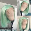 13x4 Bob Lace Front Wigs Human Hair 10 Inch Transparent HD Lace Front Bob Wig Real Human Hair Mint Green Deep Parting Lace Frontal Bob Wigs Pre Plucked with Baby Hair 180% Density Colored Short Bob view 4