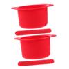 Mikinona 2sets Silicone Wax Melt Warmer Bowls High-temperature Resistant Liner Pots for Hair Removal and Facial Masks Easy to Clean with Mixing Sticks Red view 1
