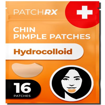 PatchRx Chin Pimple Patches (12 Pack), Chin Acne with Large Hydrocolloid Acne Patches For Blemishes on Chin, Cheek, Forehead