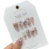 ZIIVIEVS Handmade wearing nail polish, pink cute full diamond long duckbill shaped nail art, reusable, detachable fake nails, 10PCS (Color : Long, Size : M) view 2