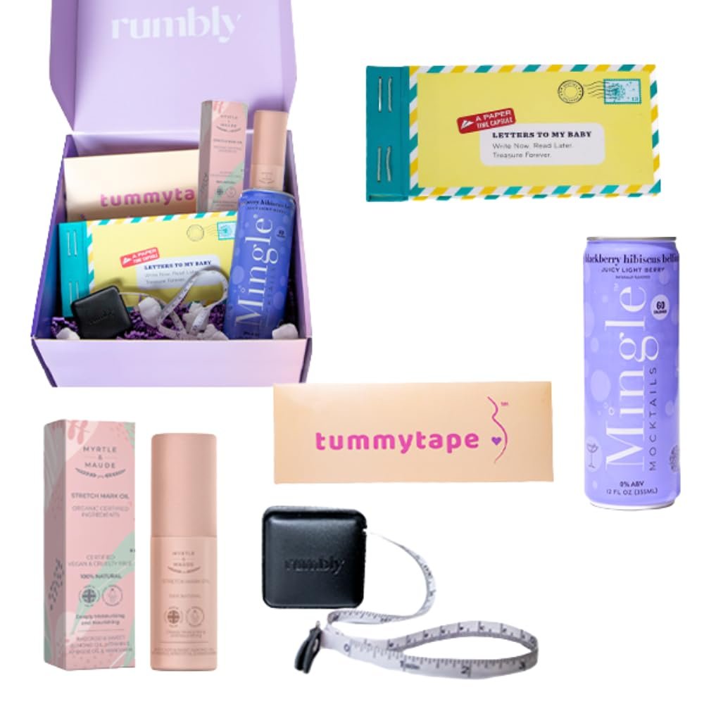 Rumbly 2nd Trimester Mom-to-Be Essentials Box - Gift for Expecting Moms - Care Package with Essential New Mommy Items & Pregnancy Must-Haves