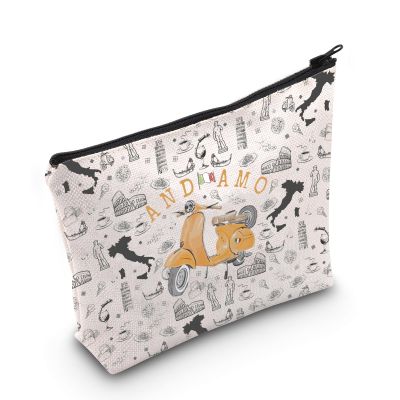 WCGXKO Italy Travel Makeup Bag Italian Theme Gift Bachelorette Party Gift (Italy Trip Bag)
