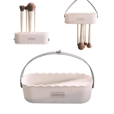 Heafea Makeup Brush Cleaner 3 in 1 Silicone Cleaner Bowl and Suspension Drying Rack,Slope Silicone Makeup Brush Cleaning Bowl Cleaning Tool,Cleaning The Dry Makeup Sponge,Powder Puff,Makeup Brush