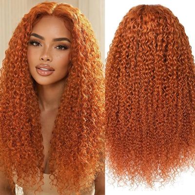 ALSZIQIHR Ginger Lace Front Wig 30 Inch 13x4 Full Lace Frontal Wigs 210% Density 15A Water Wave Wigs Human Hair HD Lace Frontal Wigs Pre Plucked Deep Wave Lace Front Wig Human Hair for Black Women