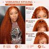 ALSZIQIHR Ginger Lace Front Wig 30 Inch 13x4 Full Lace Frontal Wigs 210% Density 15A Water Wave Wigs Human Hair HD Lace Frontal Wigs Pre Plucked Deep Wave Lace Front Wig Human Hair for Black Women view 2
