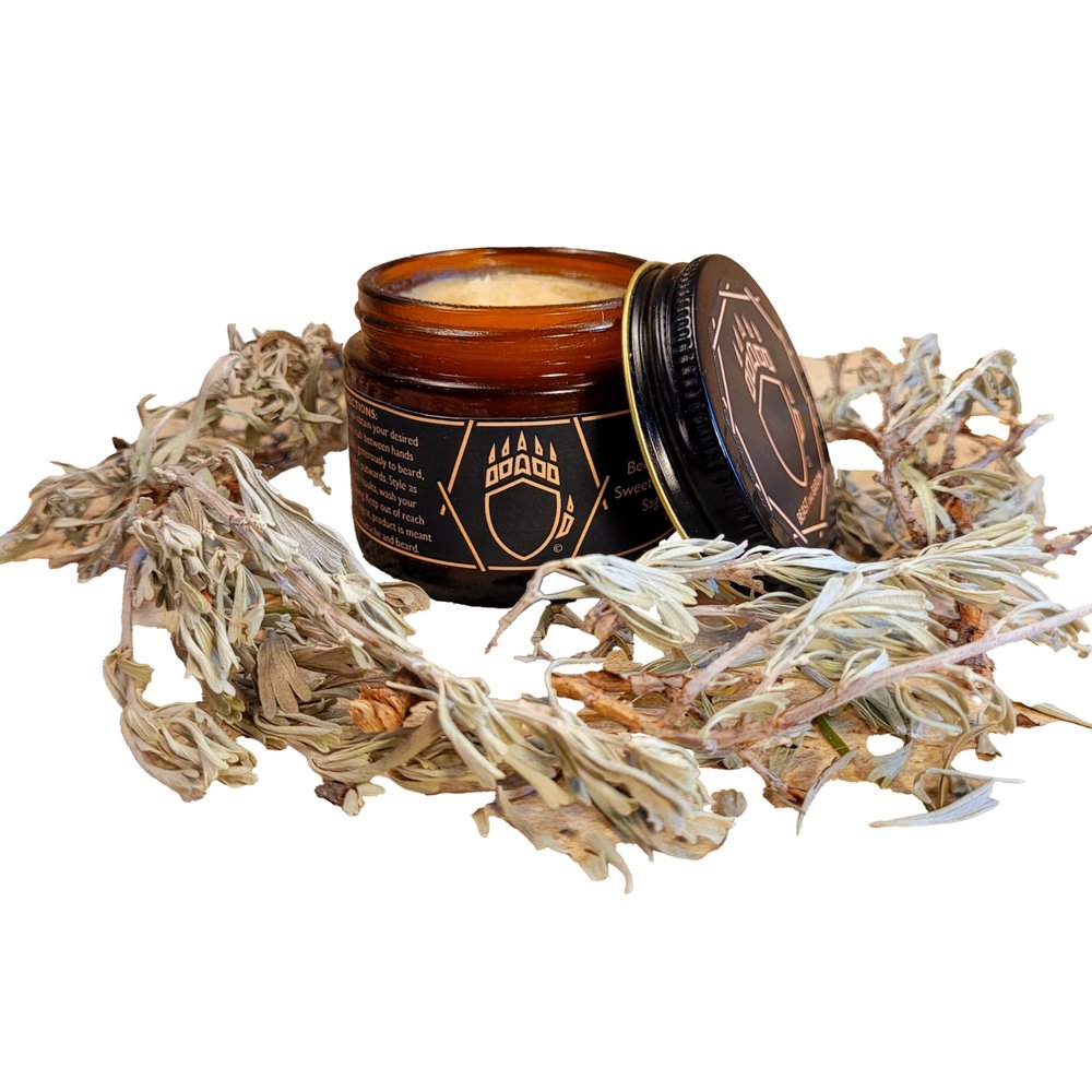Beast and Baron Baron's Premium Beard Balm - All Natural Beard Balm - Made in the USA 10 Natural Scents Avaliable - Beard Balm Sample Pack - 2 Fl Oz (Sagebrush), Gold