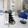 Hairdressing Trolley with 5 Drawers and Wheels, Salon Work Trolley, Hair Stylist Cart, White view 2