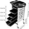 Hairdressing Trolley with 5 Drawers and Wheels, Salon Work Trolley, Hair Stylist Cart, White view 3