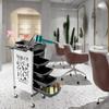 Hairdressing Trolley with 5 Drawers and Wheels, Salon Work Trolley, Hair Stylist Cart, White view 4