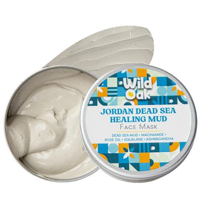 WILD OAK Dead Sea Healing Mud Clay Mask for Face | 2% Niacinamide, Calendula & Zinc Oxide | Paraben & Sulphate Free | Blemishes, Evens Skin Tone, Enhances Radiance | For All Skin Types | 3.52 oz