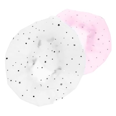 Mikinona 2pcs Reusable Shower Cap for Women Elastic Bathing Cap Double Layer Hair for Shower Spa Cooking Shiny Stars Design