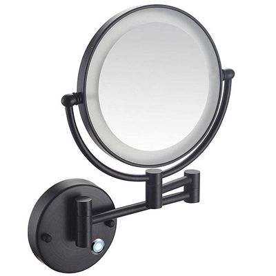Makeup Mirror Touch Screen Shaving Mirror Double- Sided Round Bathroom Vanity Mirror Swivel Extendable Cosmetic Mirror (Color : Nickel Brushed) (Black Bronze)
