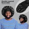 2pcs Bonnets for Men, Double Layer Hair Bonnet Satin Bonnet for Women Curly Hair Braids, F view 2