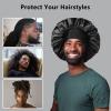 2pcs Bonnets for Men, Double Layer Hair Bonnet Satin Bonnet for Women Curly Hair Braids, F view 4