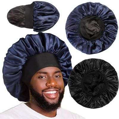 2pcs Bonnets for Men, Double Layer Hair Bonnet Satin Bonnet for Women Curly Hair Braids, B