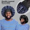 2pcs Bonnets for Men, Double Layer Hair Bonnet Satin Bonnet for Women Curly Hair Braids, B view 2