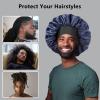 2pcs Bonnets for Men, Double Layer Hair Bonnet Satin Bonnet for Women Curly Hair Braids, B view 4