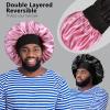 2pcs Bonnets for Men, Double Layer Hair Bonnet Satin Bonnet for Women Curly Hair Braids, C view 2