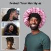 2pcs Bonnets for Men, Double Layer Hair Bonnet Satin Bonnet for Women Curly Hair Braids, C view 4