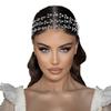 Crystal Wedding Hairpieces with organza Ribbon,Rhinestone Bride Forehead Tiara headbands for Women and Girls (silver) view 1