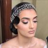 Crystal Wedding Hairpieces with organza Ribbon,Rhinestone Bride Forehead Tiara headbands for Women and Girls (silver) view 2