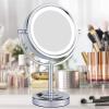 KNKQZXVDF 8.5 Inch Tabletop LED Lighted Makeup Mirror with Magnification, Chrome Finish Double Sided Desk Vanity Mirror, Plug Powered,3X (Color : 3X) view 3