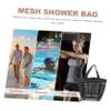 Amosfun Beach Bags for Women Mesh Toiletry Bag Portable Travel Makeup Bag 8 Pockets Large Capacity Bathroom Shower Bag Unisex Mesh Shower Pouch view 4