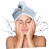 Ciieeo 1pc Coral Fleece Dry Hair Cap Super Absorbent Hair Wrap Towel for Quick Drying Soft Bath Cap Reduces Heat Damage for Everyday Use -grey view 3