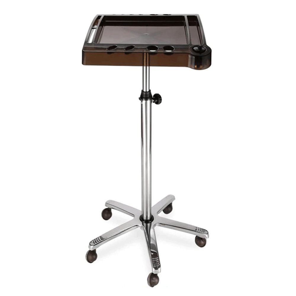 Rieort Salon Trolley Steel Salon Rolling Cart Height-Adjustable Storage Utility Cart Beauty Tray with Wheels for Barber Salon Cart