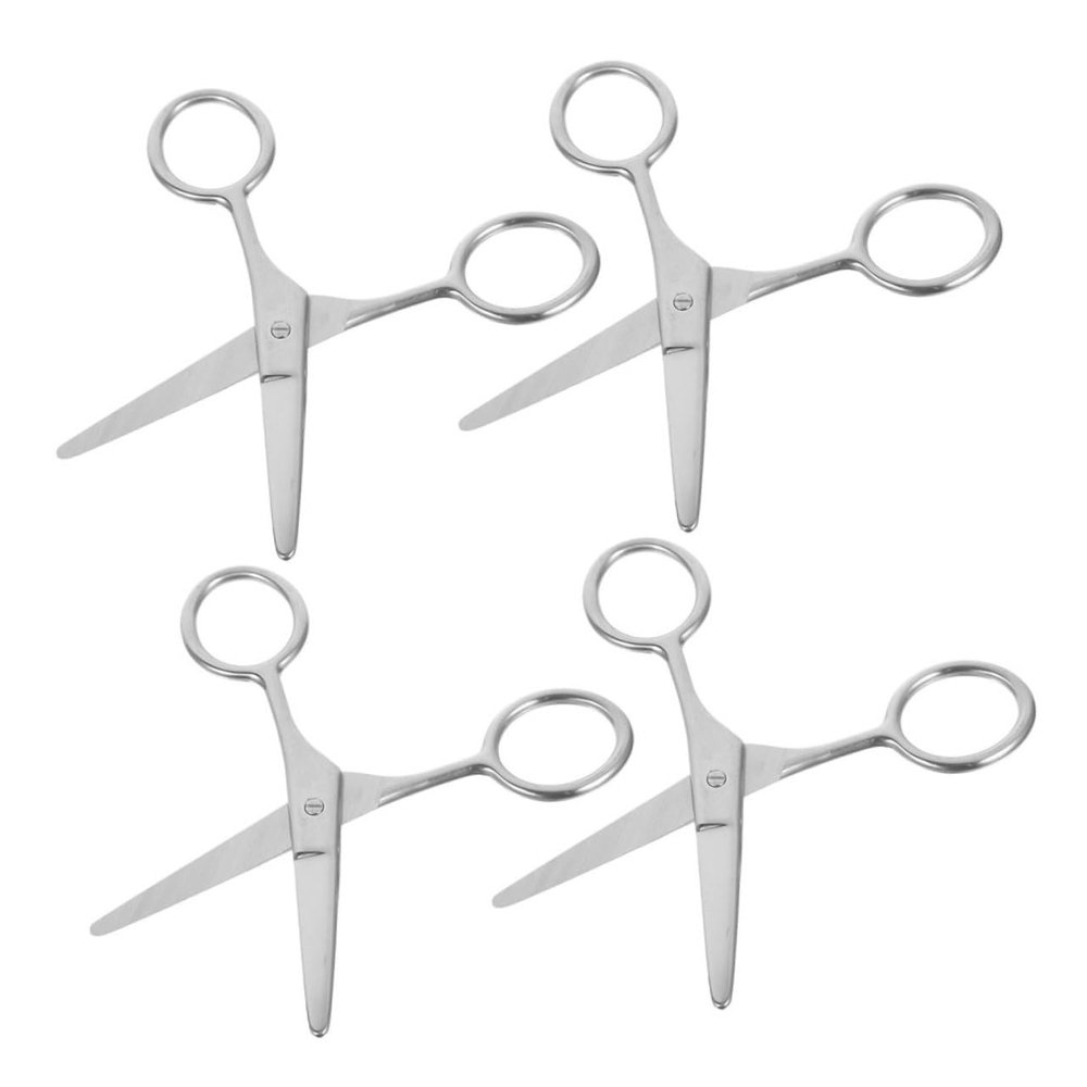 Mikinona 4pcs Round Scissors Stainless Steel Eyebrow and Nose Hair Trimming Scissors for Women Ergonomic Design for Precise Control and Safe Grooming
