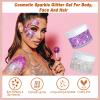 Boko 50ML Body Glitter Gel, Green St. Patrick's Day Mermaid Chunky Glitter Gel for Face Hair Body Makeup, Cosmetic Face Glitter Sequins for St. Patrick's Day Coachella Party Concert Rave Accessories view 2