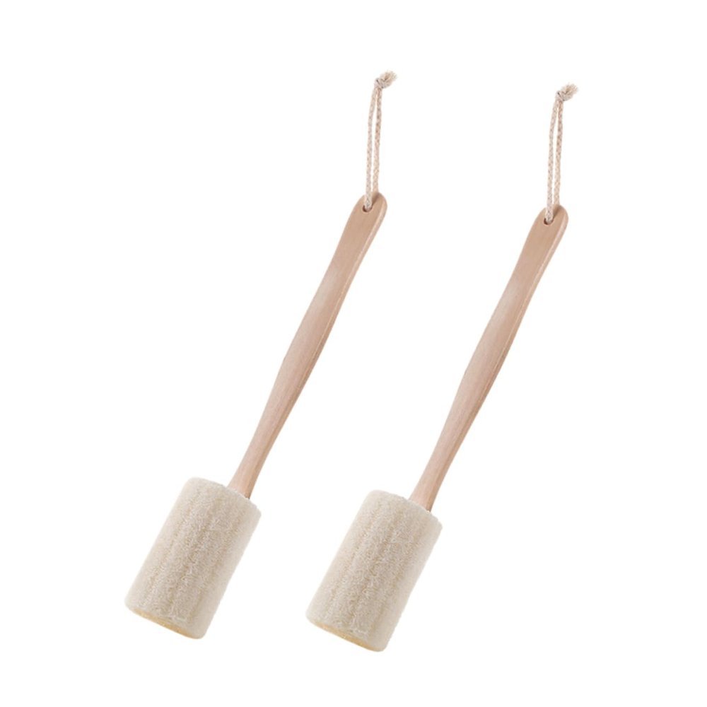 Healeved 2pcs Loofah Back Brush Long Handle Exfoliating Bath Brush for Gentle Back Scrubbing Safe Material for Body Washing and Relaxation
