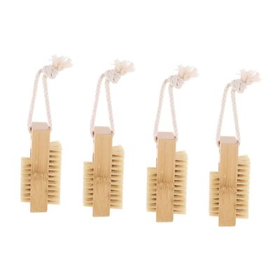 Healeved 4pcs Portable Nail Brush Bamboo and Nail Cleaning Brushes for Fingernails Compact Design for Easy Carrying for Salon Use Gentle Skin