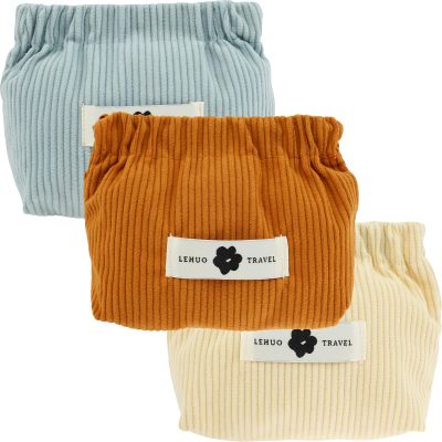 3Pcs Corduroy Elastic Hair Tie Organizer - Corduroy Elastic Storage Bag Pouch - Pocket Cosmetic Bag Squeeze Top - Hair Accessory Organizer for Women Girls 12x13x5cm (Combination 1)